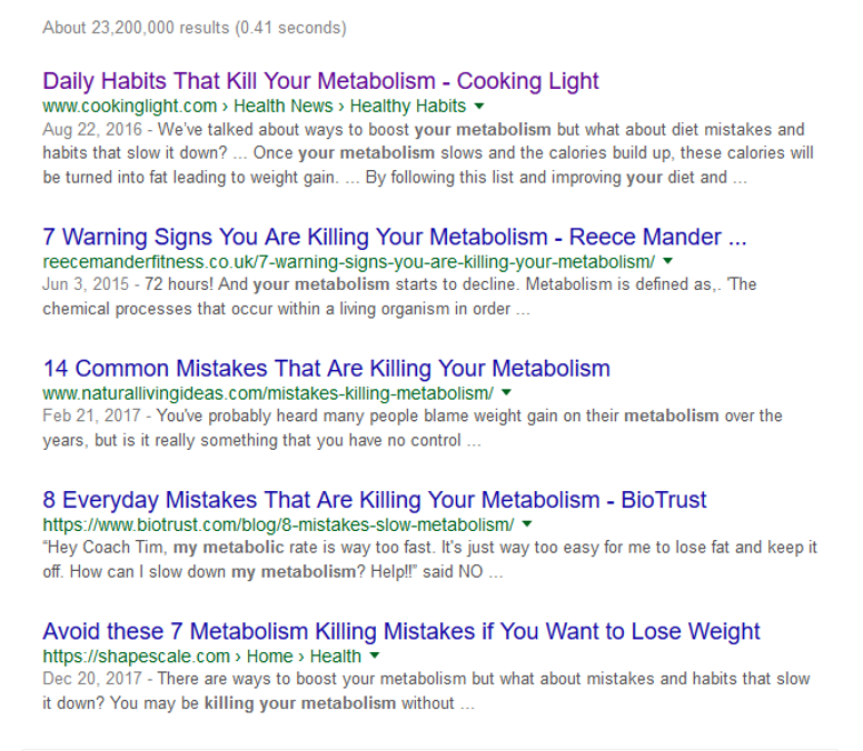 Search Results for Metabolism 'Killers'